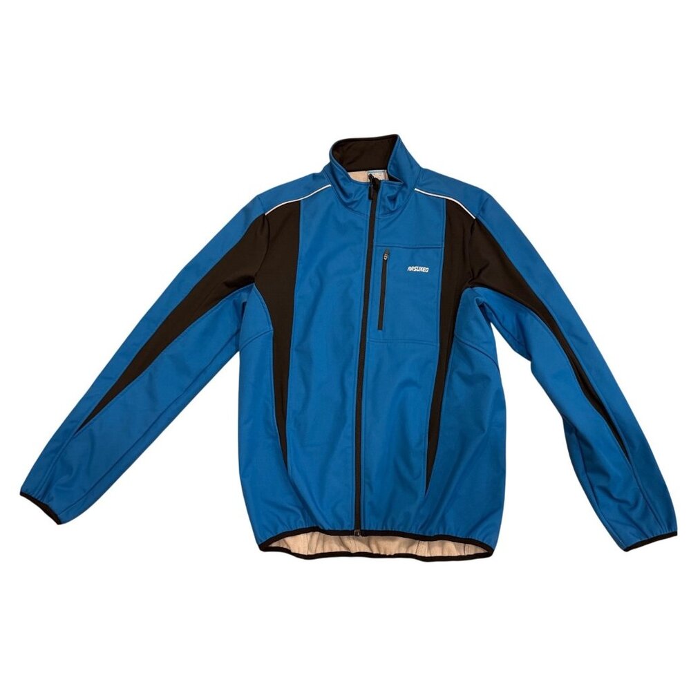 Arsuxeo Mens Blue Black Thermal Fleece Softshell Cycling Jacket XL US/EU